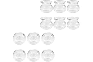 LOGOFUN 12 Pcs Miniature Fish Bowls Simulated Mini Fish Tank Miniature Glass Goldfish Bowl for Mini House Desktop Office Desk Accessories 2.50x2.50x2.00cm/0.98x0.98x0.79in