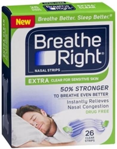Breathe Right Nasal Strips, Extra Clear for Sensitive Skin 26 ea