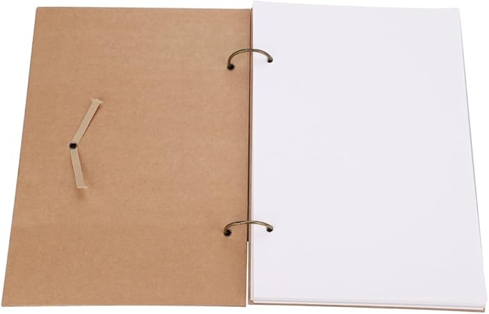 Amazon スケッチブック 絵描き帳 らくがき帳 アート ダイアリー 横開き バインダー ルーズリーフ式 リングメモ帳 ハードブック 紐ゴム 大人 子ども 塗り絵 写生 イラスト スケッチ帳 画材用 文具 北欧風 高級感 プレゼント 縦版 白色紙 スケッチブック 文房具