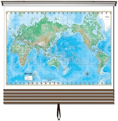 Advanced Physical Wall Maps Set-Roller w/Backboard;6-Map Choices and Mounting Hardware Included