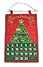 Christmas 24 Day Hanging Cloth Advent Calendar | Red and Green Christmas Tree and Ornament Christmas Design | Traditional Holiday Christmas Decor Theme | Perfect for Home or Office | Measures 22