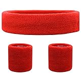 Favofit Headband/Wristbands for Women Men Girls Boys for Gym Workout & Yoga, 3 Piece Set, Super Comfy Sports Sweatbands for Football Baseball Basketball Soccer Tennis, Sweat Out of Your Eyes & Wrists