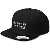 Snapback Hat for Men Flat Brim Hats Saved by Grace Jesus Christian Religious Embroidered Flat Bill Hat