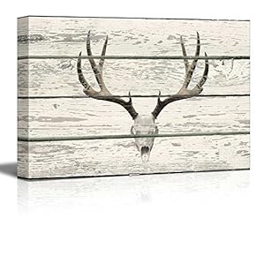 Rustic Western Deer Skull With Antlers - Canvas Art