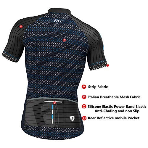FDX Cycling Jersey Men’s - Quick Dry, Breathable Short Sleeve Cycle Tops - Full Zipper Bicycle Riding Shirt with 4… - Image 3