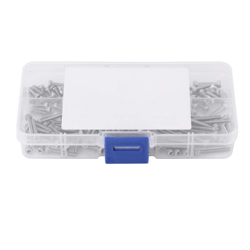 210pcs Stainless Steel SS304 M2.5 Bolts and Nuts Set - Hex Socket Screws, Hex Socket Cap Head Screws and Nuts Assortment Kit for Auto Furniture & Industrial