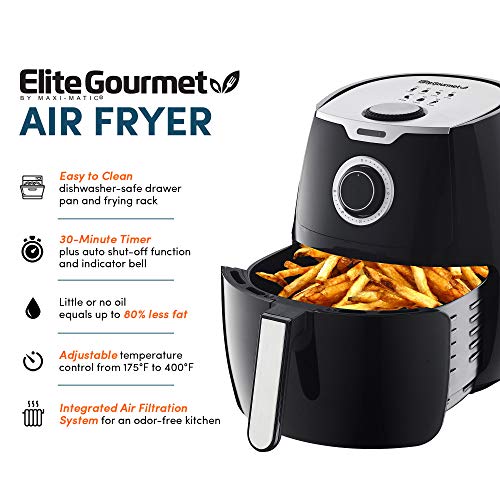 Elite Platinum EAF7195 Electric 7Qt Air Fryer with XXL Capacity, 5 Lbs