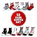 Disney Kids & Baby Girls Mickey & Minnie Mouse Assorted Color Pair Socks Set, Red, Black, Grey, White Collection, 0-6 Months