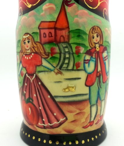 Nesting dolls Russian Hand Carved Hand Painted 5 piece DOLL Set Cinderella fairy tale