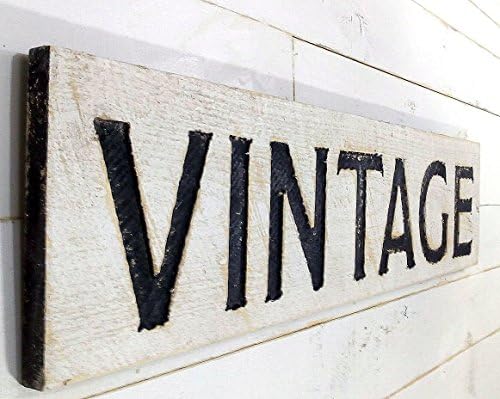 VINTAGE Sign Horizontal - Carved in a 40"x10" Solid Wood Board Rustic Distressed Shop Advertisement Farmhouse Style Wooden Clothing Motorcycle Car Shop Gift