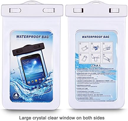 Lecheeco Waterproof Bag Case - Premium Quality Case - Talk and Take Photos Through the Dry Bag - Universal Waterproof Pouch Fits Apple Iphone 6, 5s, 5c, 5, Samsung Galaxy S5, S4, S3 Windows Phones, Lg, Gps, Passport, Money Etc. - Ipx8 Certified - Great to Use While You Snorkel, Swim, Snowboard, Boat (Milky White)