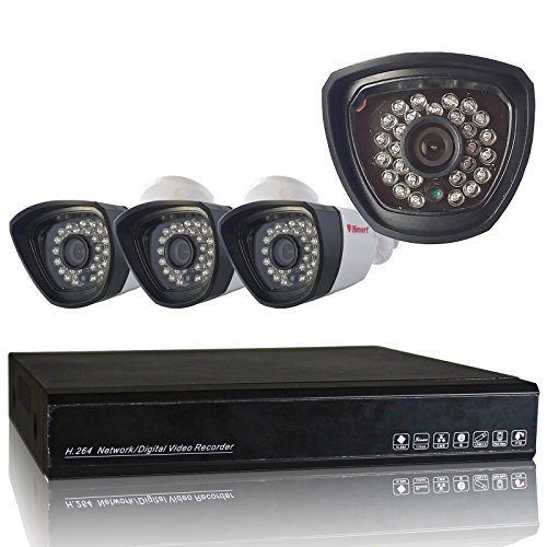 iSmart 4 CH 1080P NVR DVR Kit AHD 720P HD Night Vision IP CCTV Night vison Outdoor Security 1500TVL Camera System Free P2P Cloud Connection Scan QR Code