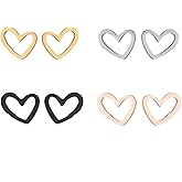 Dreuyet Mini Heart Stud Earrings Stainless Steel Tiny Small Cartilage Tragus Stud Earrings Dainty Love Heart Earrings for Women