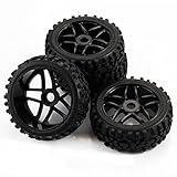 SkyQ 4pcs RC 1/8 Scale Off Road Car Buggy RC Tires Tyre and Wheels for Redcat HSP HPI Black
