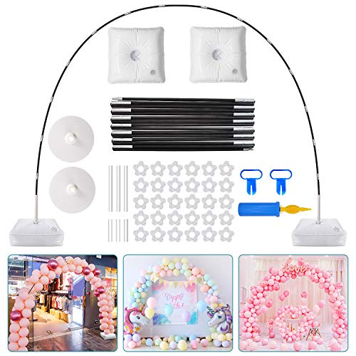 Balloon Arch Kit,9FT Tall & 10Ft Wide Adjustable Balloon Stand Set with Water Fillable Base,50Pcs Balloon Clips,Manual Pump Balloon Knotter-For Wedding Graduation and Birthday DIY Event Party Supplies Decorations