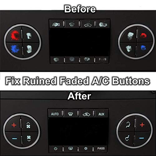 SunTrade 3PCS AC Dash Button Repair Kit,Replacement Stickers for Suburban, Chevy Tahoe, Silverado, Traverse, GMC Acadia, GMC - Fix Ruined Faded A/C Controls