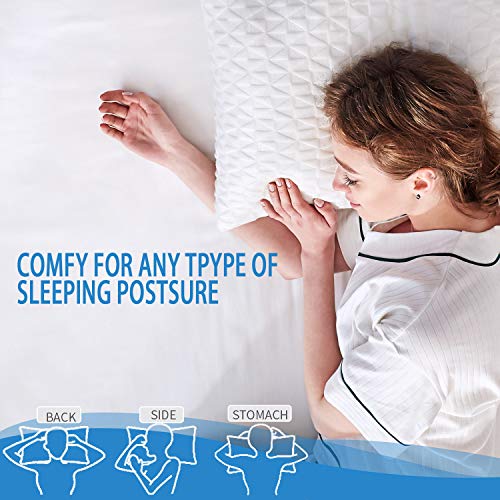 SORMAG Bed Pillows for Sleeping (2 Pack), Adjustable Shredded Memory Foam Pillow, Cooling Bamboo Pillow Neck Support for Back, Stomach, Side Sleepers-Queen Size - Thumbnail 4