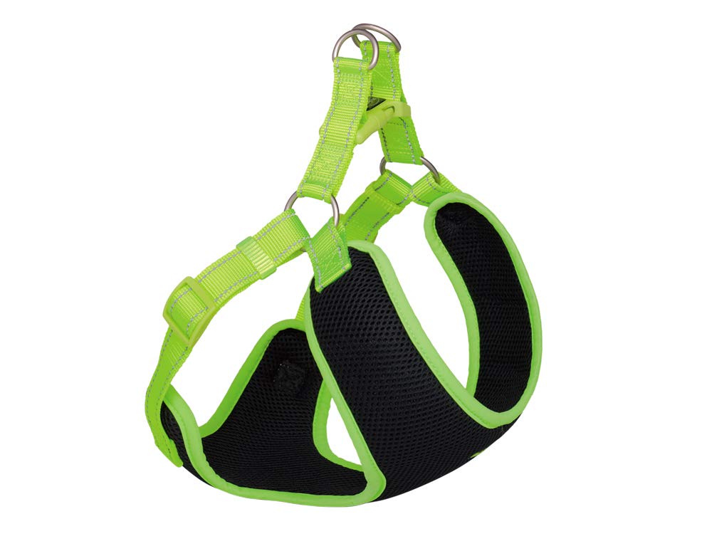 Nobby Harness Black Mesh Reflect, Neon Yellow, L: 28-33 cm + 32 cm, W: 10 mm, 1 Piece