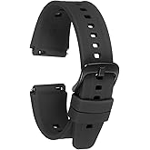 HARFINGTON Silicone Watch Band Quick Release Flexible Soft Rubber Replacement Watch Strap with Stainless Steel Black Clasp for Men Women