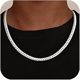 UPFAI S925 Sterling Silver Chain Necklace for Men, Sterling Silver Cuban Link Curb Chain Necklace for Women Men Jewelry Holiday Gift 18 20 22 24 Inch