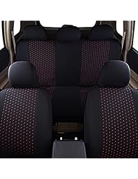 Juego de 11 fundas para asientos de automóvil CAR PASS de ajuste universal, color negro y gris, con interior acolchado de 0.2 pulgadas y bolsa de aire, Negro y rojo