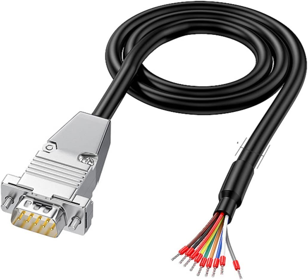PENGLIN DB9 Male RS232 9 Pins Serial Extension Cable, Metal Case 9-Pin Gold Plated Connector with Bare Wire End Cable