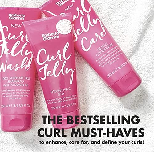Umberto Giannini Curl Jelly Scrunching Jelly Shampoo & Conditioner, Vegan & Cruelty Free Frizz Solution for Curly or Wavy Hair, 200 ml