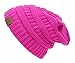 Black Thick Slouchy Knit Oversized Beanie Cap Hat,One Size,Hot Pink