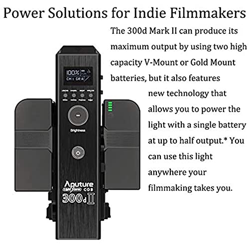 Aputure 300d II,Aputure 300d Mark II,Aputure LS C300D II Light Storm 350W 5500K Daylight Balanced Led Video Light CRI 96+ TLCI96+ 45000lux@0.5m with The Reflector 8 Built-in Lighting FX V-mount