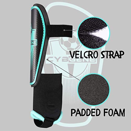 CybGene Soccer Shin Guards for Kids Adults Soccer Gear for Boys Youths Protective Equipment Adjustable Straps with Ankle Sleeves Protectors Green S - Thumbnail 2
