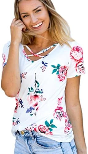 PengyWomens Bandage Sexy Short Sleeve Tank Crop Tops Blouse Shirt,Clearance! (XL, White)