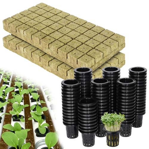 Mua MADHOLLY 100Set Rockwool Cubes for Hydroponics with Net Pots 1in