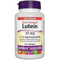 Webber Naturals Lutein 25 mg with Zeaxanthin, Maximum Strength, 175 Softgels, Supports Eye Health