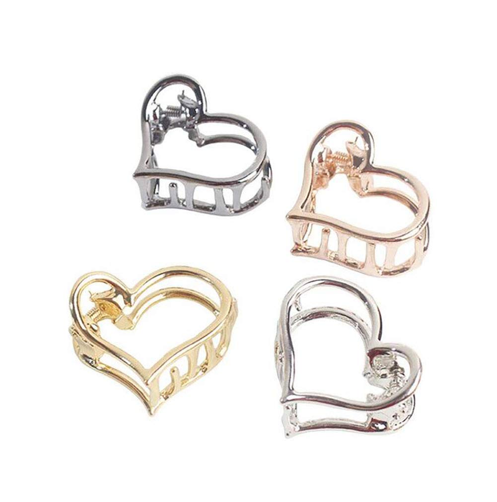 Fodattm Set of 4 Women Vintage Metal Small Hair Claw Hair Jaw Clips Ponytail Clip Hair Clamp Accessories (Love shape)