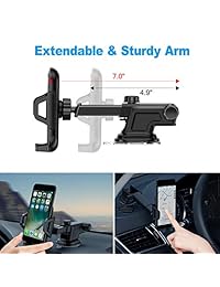 VANMASS Soporte para teléfono celular para automóvil, parabrisas, rejilla de ventilación de auto, con clip de ventilación y panel de tablero, fuerte succión adhesiva, soporte para auto con liberación de un botón, compatible con teléfono y funda de 3.5 a 6