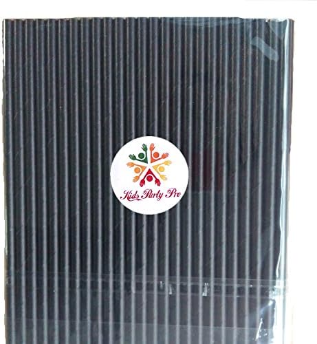 100 pcs Plain Black Paper Straws, Pure All Solid Black Party DIY Cocktail Milk Soda Beverage Mason Jar Paper Drinking Straws Bulk, Cheap Halloween Graduation Birthday Kids Craft Cake Pop Sticks