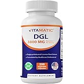 Vitamatic DGL Licorice 3800 mg Equivalent Per Serving (from 10:1 Extract 380 mg) - 10X Stronger - Supports Healthy Digestive & Respiratory Functions - 200 Capsules
