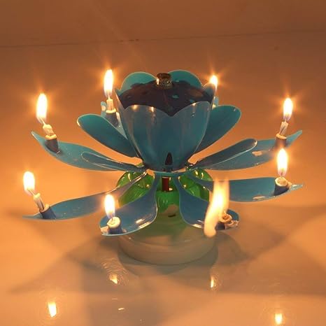 Tudu 1pc Musique Romantique Fleur De Lotus Rotatif Bougie