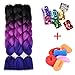 SuCoo Synthetic Braiding Hair Extensions 3 Tone Hair Braids High Temperature Ombre Jumbo Crochet Twist Hair Braiding With Small Free Gifts 24inch 3pcs/lot(Black/Purplish Red/Sapphire Blue)