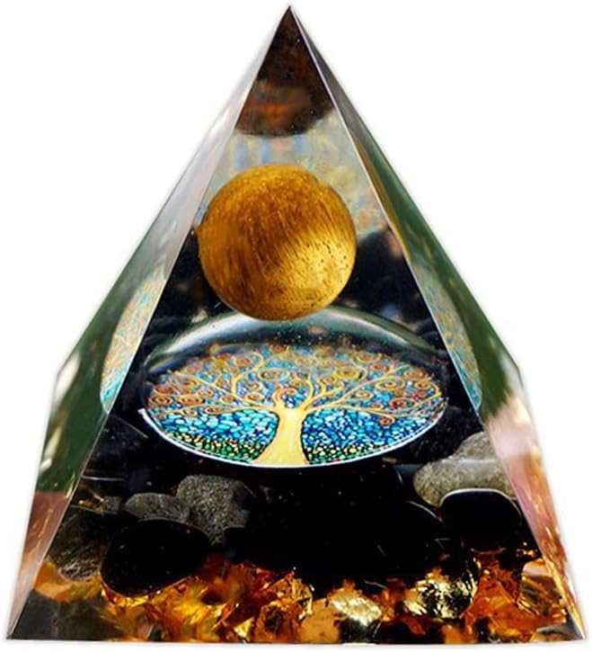 ycyingcheng Pyramid Ogan Crystal Energy Tower Tiger Eye Ball 6CM