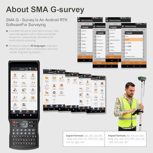 SMA26 Plus GNSS Receivers Base&Rover RTK GPS Land Survey Equipment with Permanent Survey Software, Connect with Drone/UAV, 1cm Accuracy,PPP/NTRIP/UHF Radio/BT, IP67, Ideal for Construction and Mapping