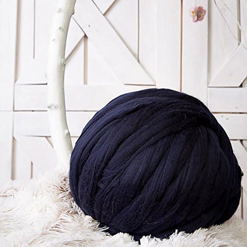 Big Chunky Yarn Chunky Wool Thick Yarn Extreme Arm Knitting Giant Wool Knit Blanket Throw Super Bulky Yarn for Hand Knitting Crochet,DIY Gifts-Navy Blue
