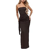 Milumia Women's Tie Knot Strapless Bodycon Dress Cocktail Sexy Maxi Tube Dresses