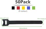 Oksdown 50 Pack Reusable Cable Ties 5 Color Hook and Loop Cable Management view 2