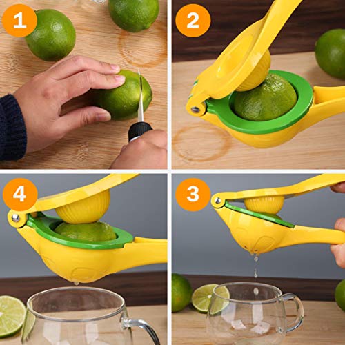 Mobi Lock Chefs Choice Hand Press Juice Squeezer for Lemon, Lime, Orange and Grapefruit Squeezer - Premium Stainless Steel Manual Citrus Press Juicer - Easy to Use, Bonus Recipe Guide