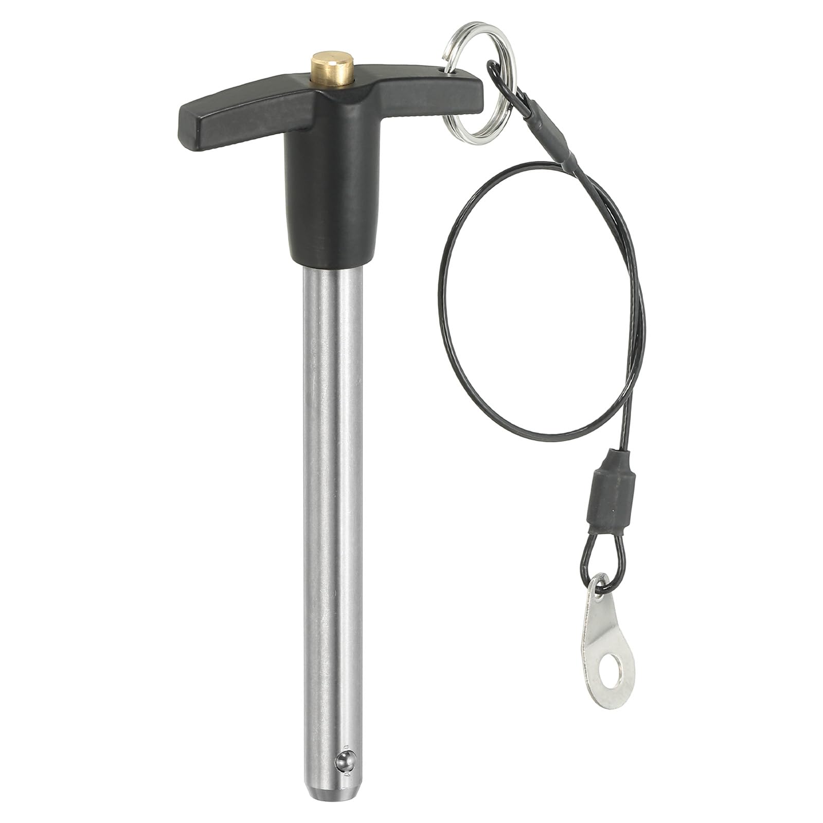PATIKIL T Handle Lock Pins 2/5 x 3.15" (10 x 80mm), Quick Release Pin 304 Stainless Steel Safety Locating Pins with Push Button 25 cm Lanyard Cable