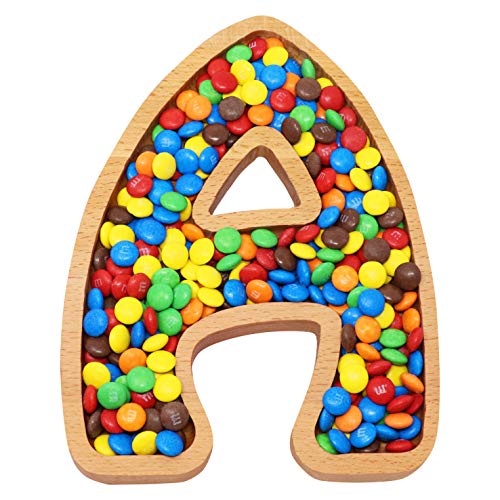 Wooden Letter A Candy Dish, Monogram Nut Bowl, Snack, Cookie, Cracker Serving Plate, Decorative Display, Home Accessory, Unique Gift Idea, for Date, Baby Shower, Birthday Party, Large Size