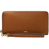 Fossil Women's Logan Leather RFID-Blocking Zip Around Clutch Wallet with Wristlet Strap for Women