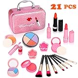 Biulotter 21pcs Kids Makeup Kit for Girls Real Kids Cosmetics Make Up Set with Cute Cosmetic Bag, Eyeshadow/Lip Gloss/Blush, Washable Play Makeup for Little Girls Xmas Birthday