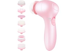 Facial Cleansing Brush 7 in 1 Face Wash Brush - Fabuday Face Spin Scrub Brushes for Skin Cleansing, Gentle Exfoliator, Blackhead Removing and Massaging, Battery Operated Face Brush Cleanser